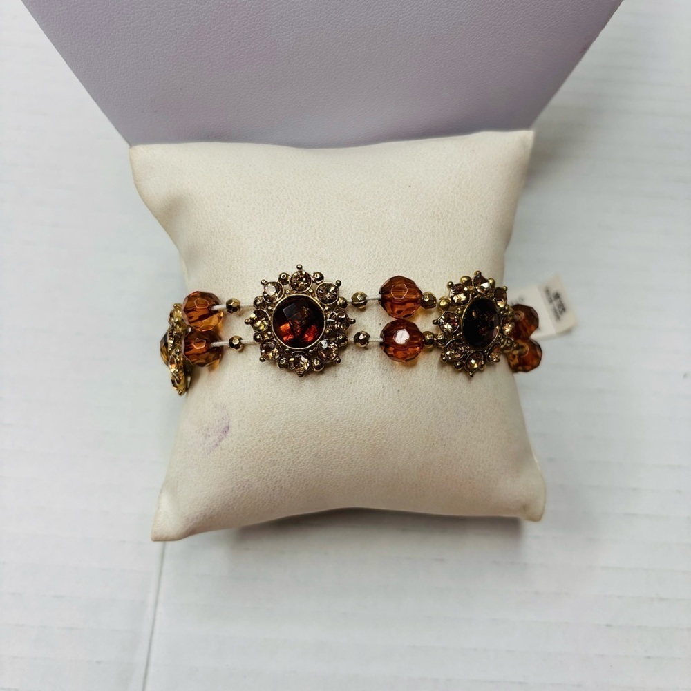 2/$25 LIZ CLAIBORNE Gold Orange Beaded Bracelet